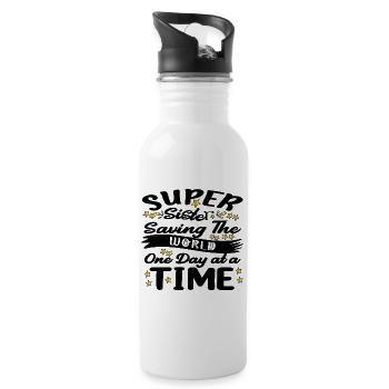 Super sister saving the world on day at a time - Water bottle with straw - white - Right