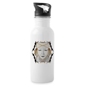 Boho-style face - Water bottle with straw - white - Right