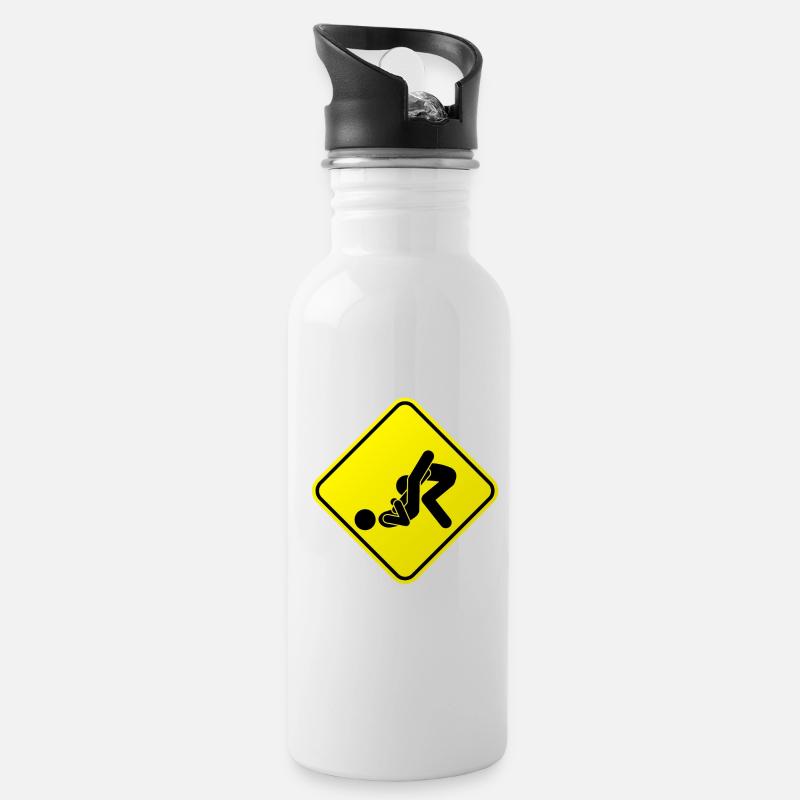 Warning Jui Jitsu - Water bottle with straw - white