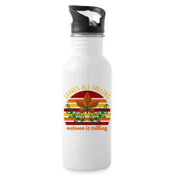 Leaves all falling autumn is calling - Water bottle with straw - white - Right