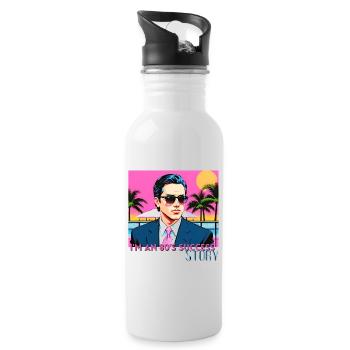Ich bin eine Erfolgsgeschichte der 80er Jahre - Trinkflasche mit integriertem Trinkhalm - Weiß - Rechts