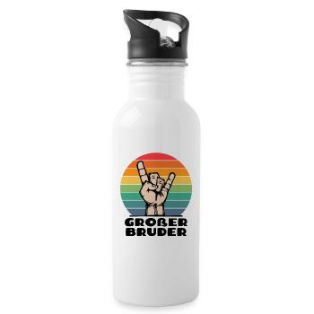 Stolzer Großer Bruder Statement Bruderherz - Trinkflasche mit integriertem Trinkhalm - Weiß - Rechts