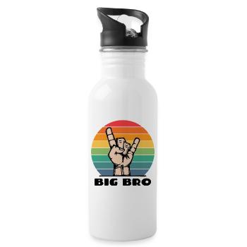 Bruderherz Bro Cooler Spruch Stolzer Großer Bruder - Trinkflasche mit integriertem Trinkhalm - Weiß - Rechts
