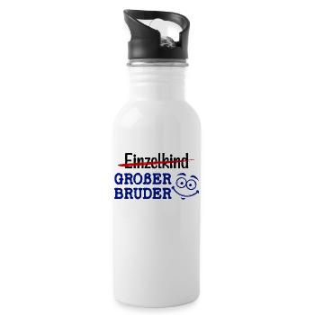 Großer Bruder Statement Einzelkind Geschwister - Trinkflasche mit integriertem Trinkhalm - Weiß - Rechts