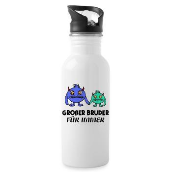 Großer Bruder Geschwisterliebe Statement Bro - Trinkflasche mit integriertem Trinkhalm - Weiß - Rechts