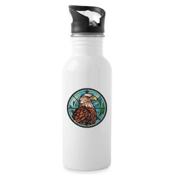 Adler Buntes Aquarell Tier Haustier Illustration - Trinkflasche mit integriertem Trinkhalm - Weiß - Rechts