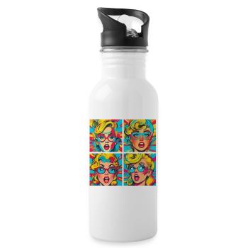 funny pop art - Gourde avec paille intégrée - blanc - Droite