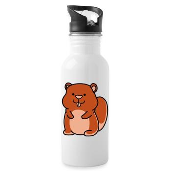 hamster - Trinkflasche mit integriertem Trinkhalm - Weiß - Rechts