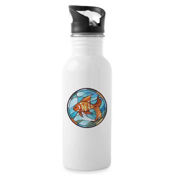 Fish Colorful Watercolor Animal Pet Illustration - Water bottle with straw - white - Right