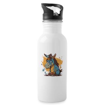 Rainy Day Grumps - Water bottle with straw - white - Right
