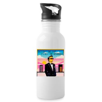 Der Himmel ist nicht die Grenze Es ist nur der Anfang - Trinkflasche mit integriertem Trinkhalm - Weiß - Rechts