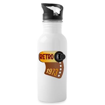 GEBURTSTAG 1973 RETRO GEBURTSTAG FOTOGRAFIEREN - Trinkflasche mit integriertem Trinkhalm - Weiß - Rechts