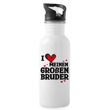 Big Brother Statement Sibling Love Heart - Water bottle with straw - white - Right