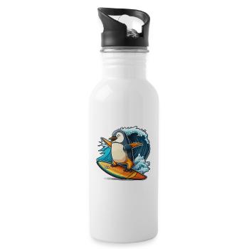 Penguin Wave Rider - Water bottle with straw - white - Right