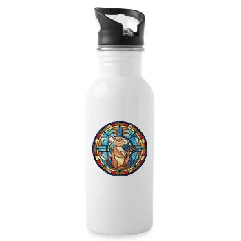 Rat Colorful Watercolor Animal Pet Illustration - Water bottle with straw - white - Right