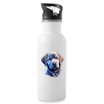 Cute Labrador Retriever puppy - Water bottle with straw - white - Right