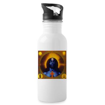 Jésus noir 02 - Gourde avec paille intégrée - blanc - Droite