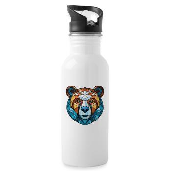 Himalaya-Bär Bunte Aquarell-Tierkarikatur - Trinkflasche mit integriertem Trinkhalm - Weiß - Rechts