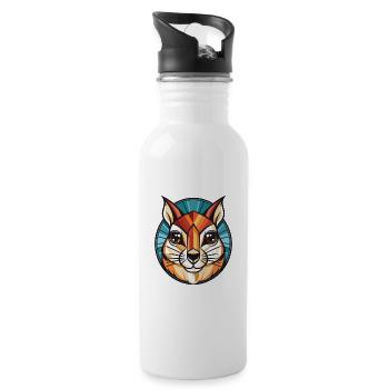 Chipmunk Colorful Watercolor Animal Illustration - Water bottle with straw - white - Right