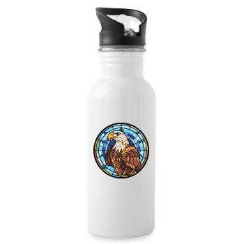 Adler Buntes Aquarell Tier Haustier Illustration - Trinkflasche mit integriertem Trinkhalm - Weiß - Rechts