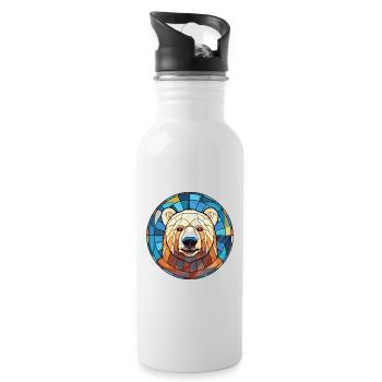 Bear Colorful Watercolor Animal Pet Illustration - Water bottle with straw - white - Right