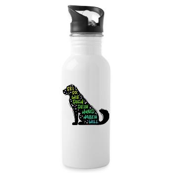 Lieblingstier Hunad Statement Haustiere Tiere - Trinkflasche mit integriertem Trinkhalm - Weiß - Rechts