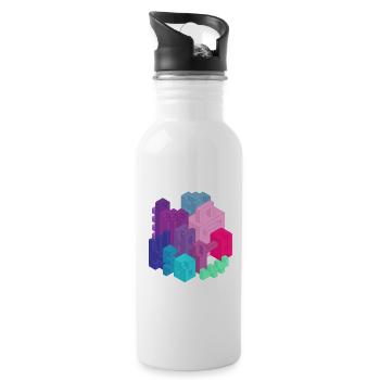 Modern City - Water bottle with straw - white - Right