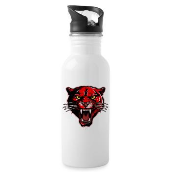 Panther Head Red - Water bottle with straw - white - Right