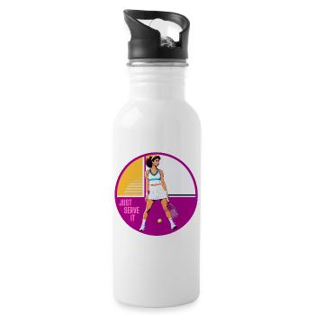 Tennis-Mädchen servieren es einfach - Trinkflasche mit integriertem Trinkhalm - Weiß - Rechts