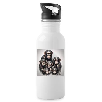 Chimpanzee family picture - Water bottle with straw - white - Right