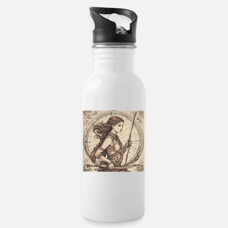 Zodiac Sagittarius - Water bottle with straw - white
