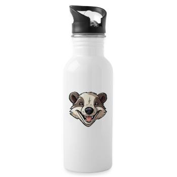 Dachs Niedliche Karikatur Kawaii Aquarellillustration - Trinkflasche mit integriertem Trinkhalm - Weiß - Rechts