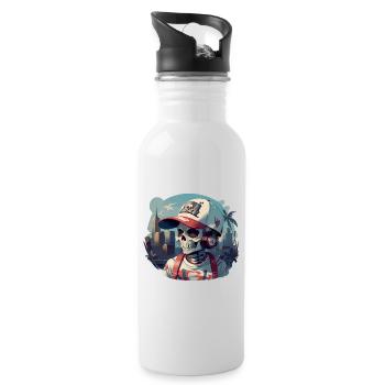 Urban Skull avec casque - Gourde avec paille intégrée - blanc - Droite