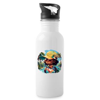 Black Kid sur Tropical Beach - Gourde avec paille intégrée - blanc - Droite