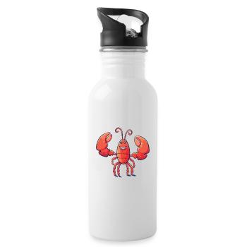 Dessin animé de homard Kawaii Aquarelle Illustration - Gourde avec paille intégrée - blanc - Droite