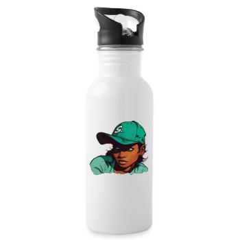 Fille à la peau claire en chapeau de baseball - Gourde avec paille intégrée - blanc - Droite