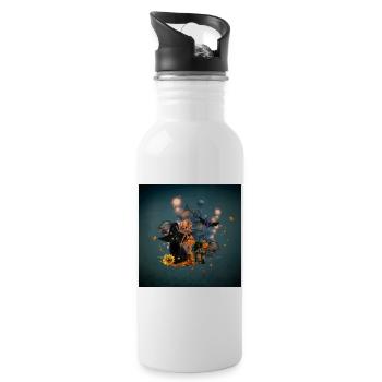 Niedliches und lustiges Halloween-Design - Trinkflasche mit integriertem Trinkhalm - Weiß - Rechts