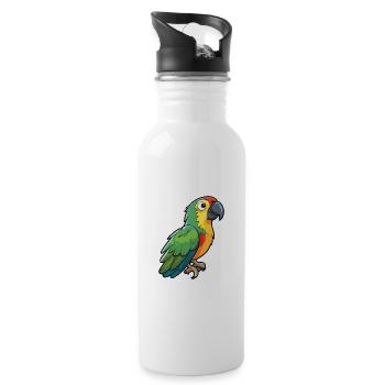 Papageien-Karikatur-Kawaii-Aquarell-Illustration - Trinkflasche mit integriertem Trinkhalm - Weiß - Rechts