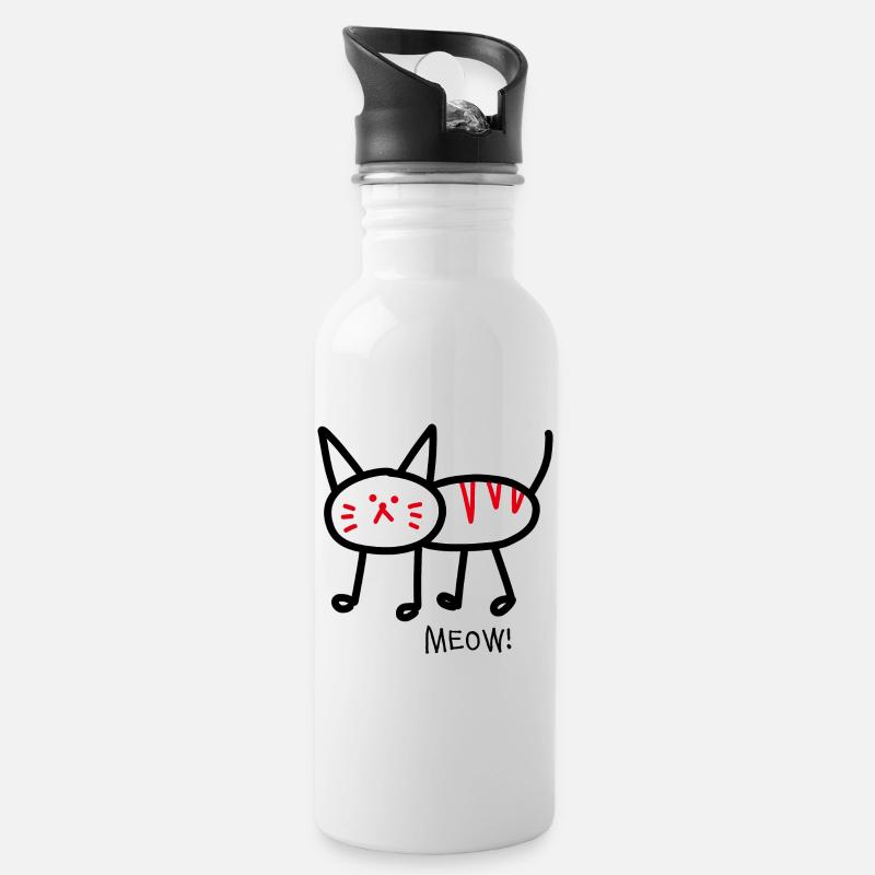 Miaou! blanc - Gourde avec paille intégrée - blanc