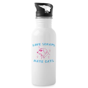 Dog Favorite Animal Pets Cat Statement - Water bottle with straw - white - Right