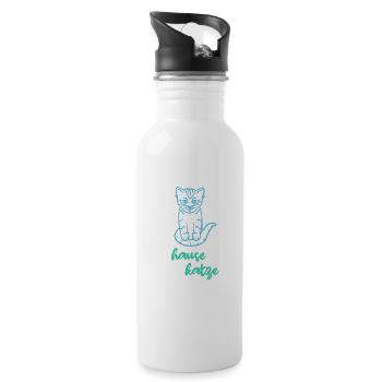 Haustiere Katze Statement Lieblingstier Heimtier - Trinkflasche mit integriertem Trinkhalm - Weiß - Rechts