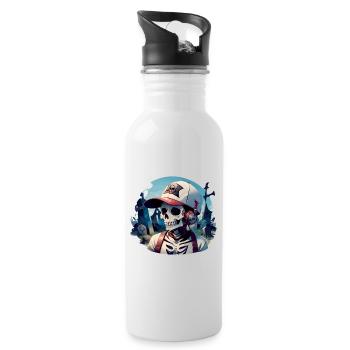 Graveyard Skull avec écouteurs - Gourde avec paille intégrée - blanc - Droite