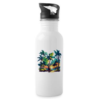 Coucher de soleil tropical - Gourde avec paille intégrée - blanc - Droite
