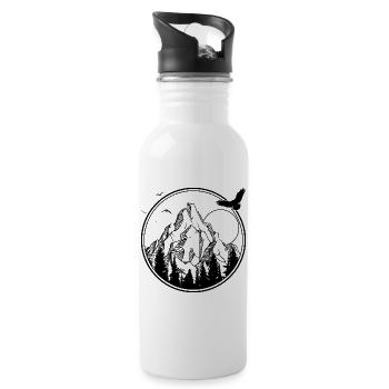 Mitternachtsvogel-Silhouette - Trinkflasche mit integriertem Trinkhalm - Weiß - Rechts