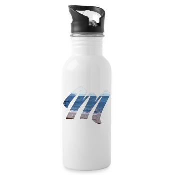 Meereswellen Kunst Design - Trinkflasche mit integriertem Trinkhalm - Weiß - Rechts