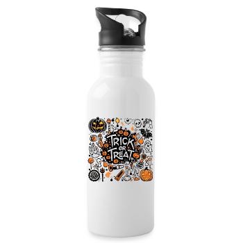 Süßes oder Saures - Trinkflasche mit integriertem Trinkhalm - Weiß - Rechts
