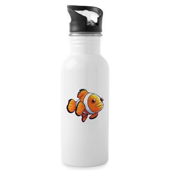 Clownfish Cartoon Kawaii Aquarelle Illustration - Gourde avec paille intégrée - blanc - Droite