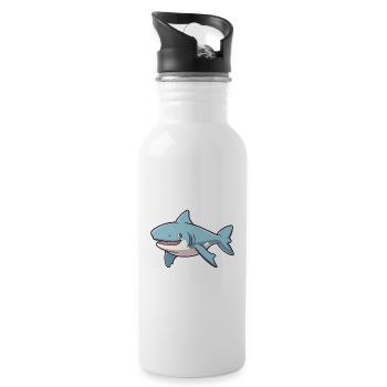 Sixgill Shark Cartoon Kawaii Illustration colorée - Gourde avec paille intégrée - blanc - Droite