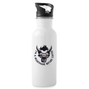Nightmare before Coffee - Trinkflasche mit integriertem Trinkhalm - Weiß - Rechts