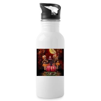 Niedliches Halloween-Design im Mondlicht. - Trinkflasche mit integriertem Trinkhalm - Weiß - Rechts